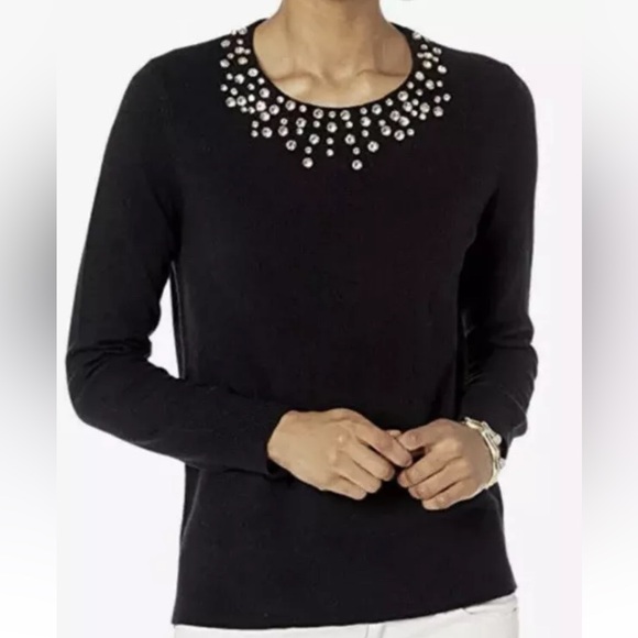 Lilly Pulitzer Sweaters - Lilly Pulitzer NWT Odetta Sweater Embellished Wool Cashmere Black Long Sleeve XS